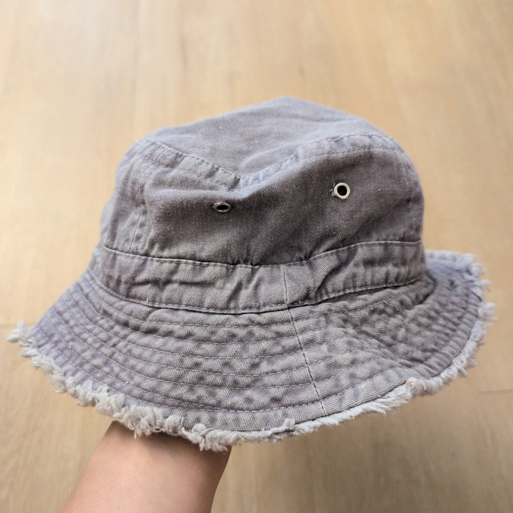 Royal Resortwear Frayed Edge Bucket Hat Purple Faded Sun Hat Mesh Lined